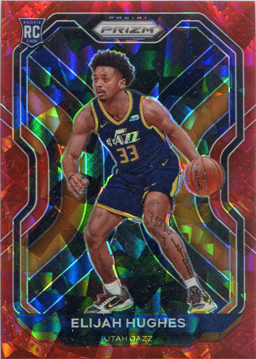 Panini Prizm Basketball 2020-21 Red Cracked Ice Parallel Card 271 Elijah Hughes