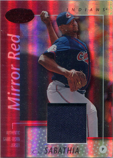 Leaf Certified Baseball 2002 Mirror Red Game Worn Jersey Card C.C. Sabathia