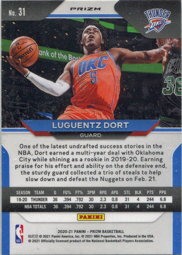 Panini Prizm Basketball 2020-21 Red White Blue Parallel Card 31 Luguentz Dort