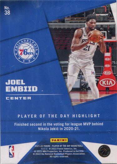 Panini Player of the Day 2021-22 Rainbow Parallel Base Card 38 Joel Embiid
