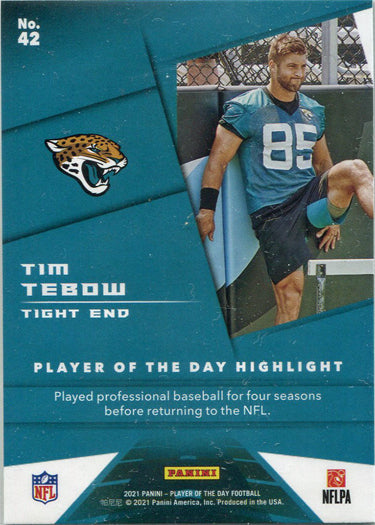 Panini Player Of The Day Football 2021 Silver Parallel Card 42 Tim Tebow