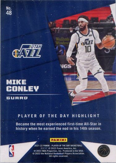 Panini Player of the Day 2021-22 Rainbow Parallel Base Card 48 Mike Conley