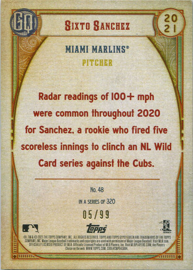 Topps Gypsy Queen Baseball 2021 Blue Parallel Chrome Boxtopper Card 48 S Sanchez