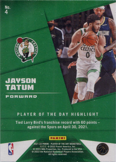 Panini Player of the Day 2021-22 Rainbow Parallel Base Card 4 Jayson Tatum