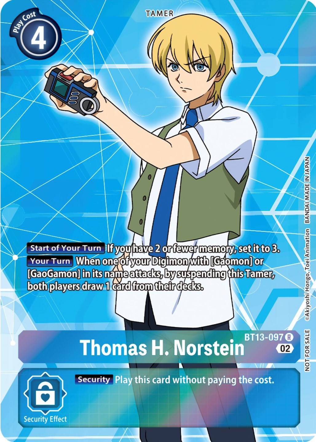 BT13-097 Thomas H. Norstein :: Rare Box Topper Digimon Card :: BT-13: Versus Roy BT13-097 Thomas H. Norstein :: Rare Box Topper Digimon Card :: BT-13: Versus Roy