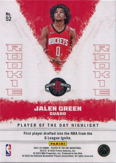 Panini Player of the Day 2021-22 Rainbow Parallel Base Card 52 Jalen Green