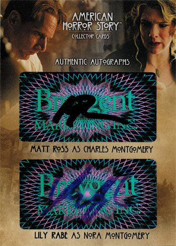American Horror Story Season One Autograph Card AMR5 Matt Ross & Lily Rabe