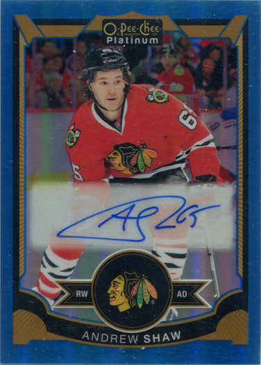 O-Pee-Chee Platinum Hockey 2015-16 Blue Rainbow Autograph Card AS Andrew Shaw