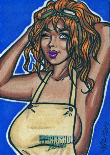 Workshop Babes 5finity 2017 DE Dealer Exclusive Sketch Card by Kristin Allen