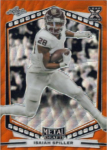 Leaf Metal Draft Football 2022 Orange Wave Parallel Card B-IS1 Isaiah Spiller