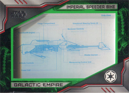 Star Wars Skywalker Saga Blueprints Green Relic Card BP-IS Speeder Bike 24/25
