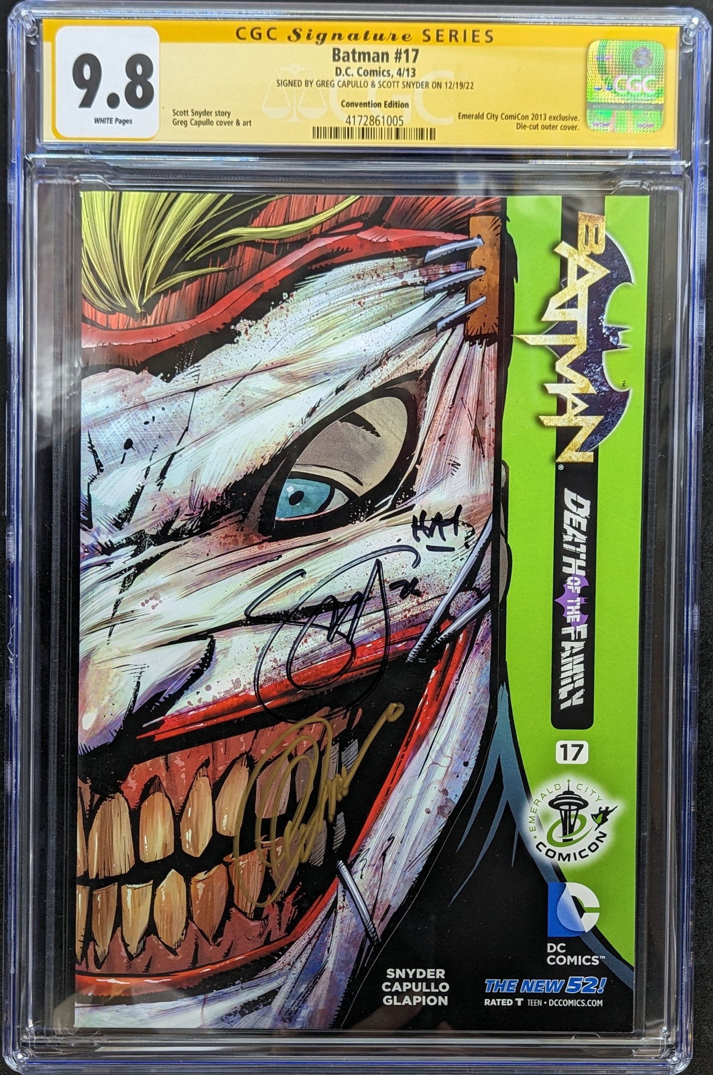 Batman #17 ECCC 2013 Variant Graded CGC 9.8 Signed by Greg Capullo & Scott Snyder