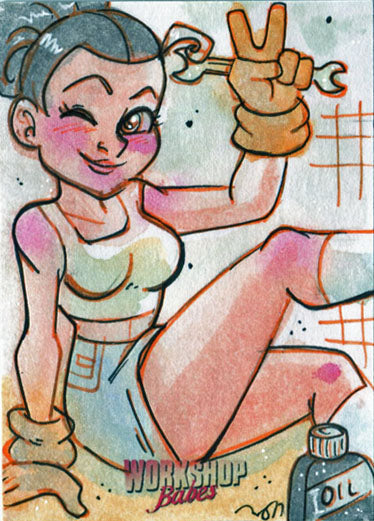 Workshop Babes 5finity 2017 DE Dealer Exclusive Sketch Card by Mary Bellamy