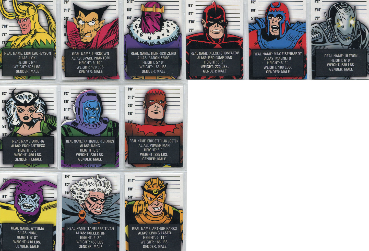 Marvel Avengers Silver Age Classic Villains Complete 12 Chase Card Set