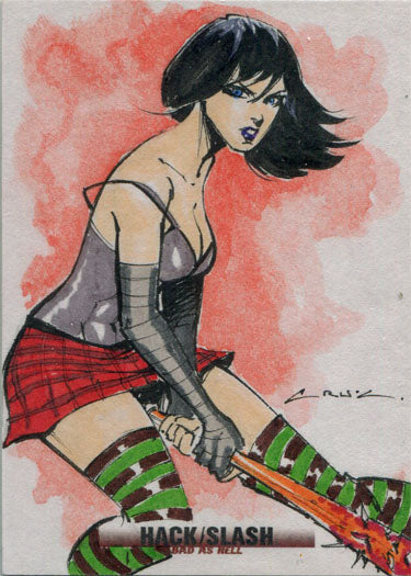 Hack/Slash Bad As Hell 5finity 2019 Sketch Card by Andres Cruz