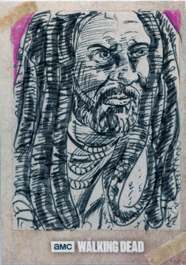 Walking Dead Season 7 Sketch Card Dan Curto of Khary Payton as Ezekiel