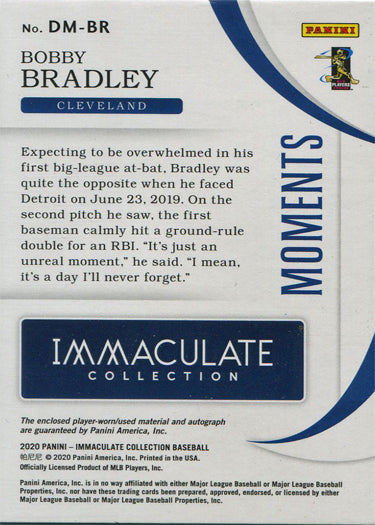 Panini Immaculate Baseball 2020 Debut Moments Auto Card DM-BR B. Bradley 64/99