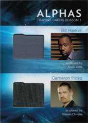 Alphas Season One DM3 Wardrobe Costume Card Bill Harken and Cameron Hicks