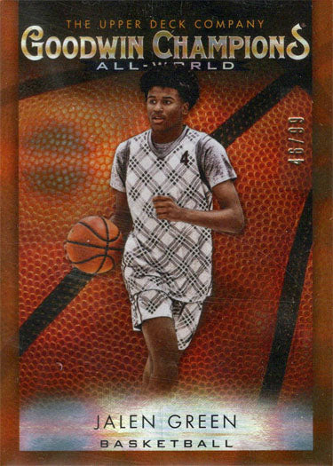 Upper Deck Goodwin Champions 2021 All-World Basketball Orange Parallel Card GB-5 Jalen Green 46/99