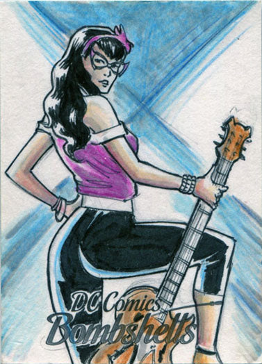 DC Comics Bombshells Sketch Card by Roger Goulart of Huntress