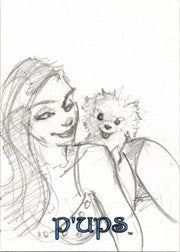 Pups: Pinup Girls & Puppies HP Sketch Card by Jessica Hickman