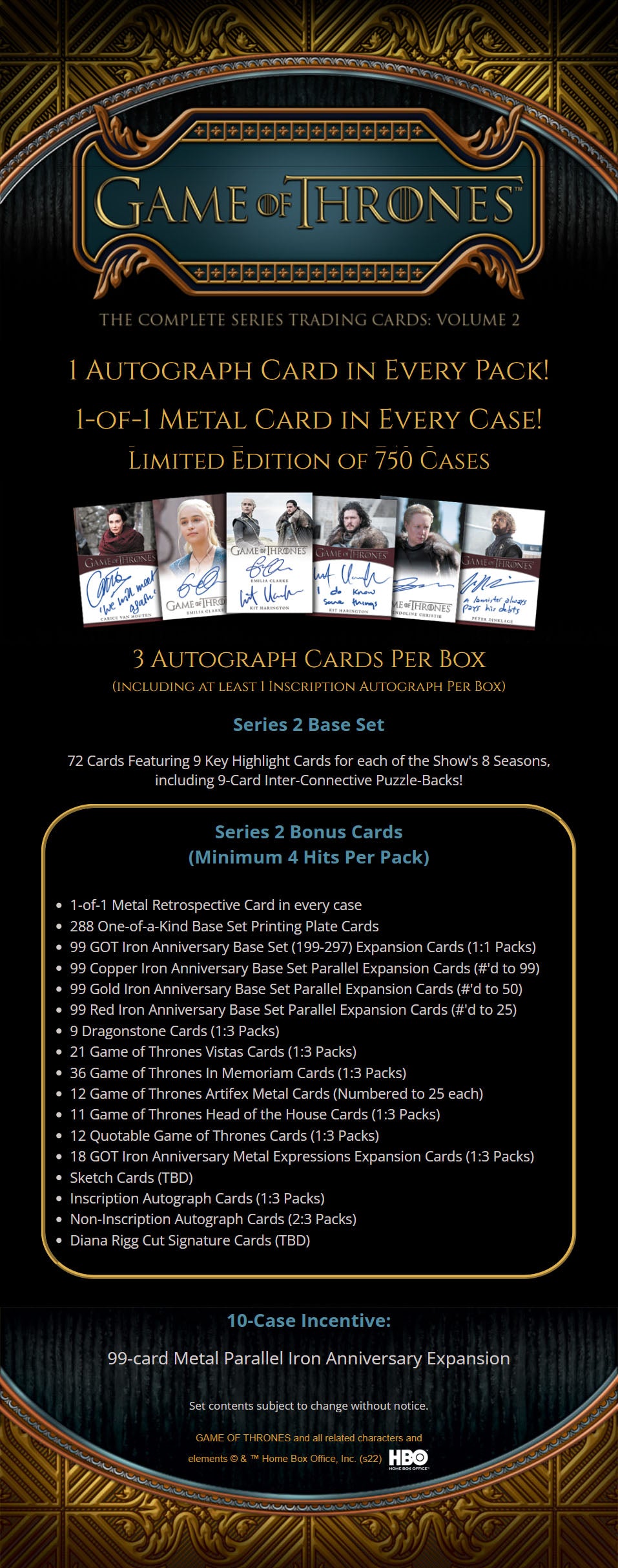 2022 Rittenhouse Game of Thrones Complete Series 2 Trading Card Box