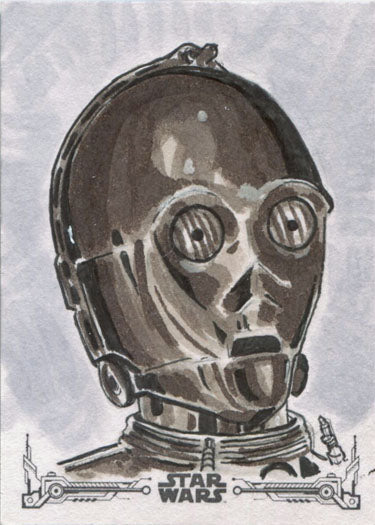 Star Wars Black & White Sketch Card by Darren Coburn-James of C-3PO