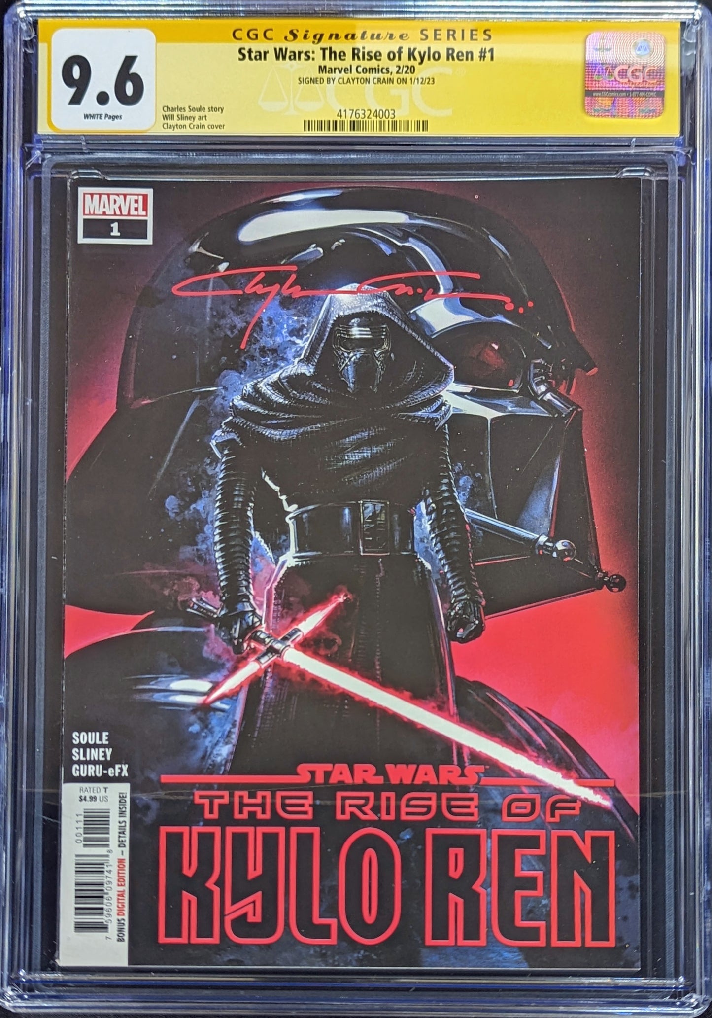 Star Wars Rise Kylo Ren #1 CGC 9.6 Signed by Clayton Crain