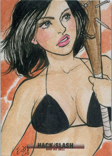 Hack/Slash Bad As Hell 5finity 2019 Sketch Card by Elfie Lebouleux