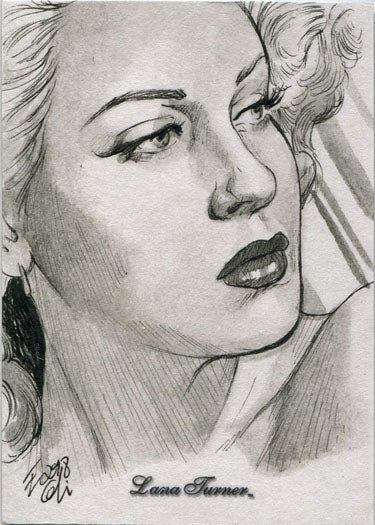 Classic Hollywood Starlets 5finity Lana Turner Sketch Card by Elfie Lebouleux V3