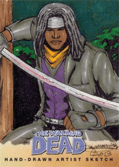 Walking Dead Comic Series Two Sketch Card by Mark Marvida of Michonne