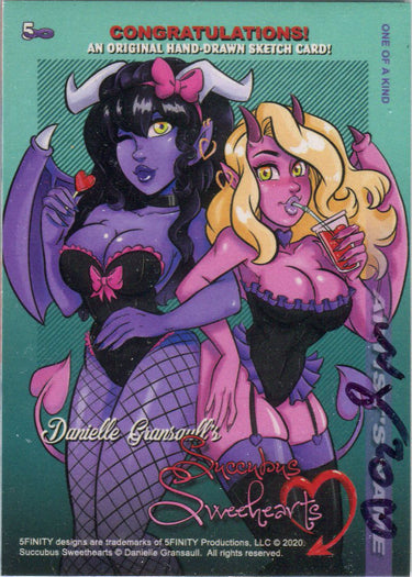 Succubus Sweethearts 5finity 2020 Sketch Card by Mary Bellamy