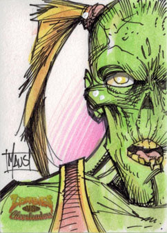 Zombies vs Cheerleaders 2013 Sketch Card by Bill Maus V1