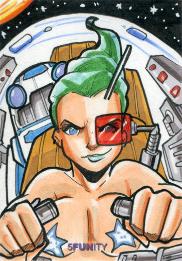 5FUNity Galaxgals Sketch Card by Michael Locoduck Duron