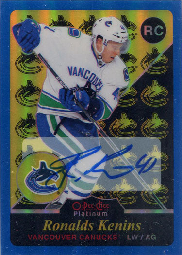 O-Pee-Chee Platinum Hockey 2015-16 Blue Rainbow Autograph Card R96 R. Kenins