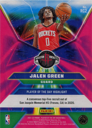 Panini Player of the Day 2021-22 Rookie Insert Card RC2 Jalen Green 09/99