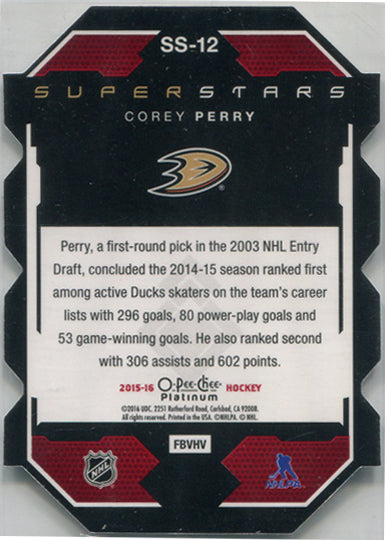 O-Pee-Chee Platinum Hockey 2015-16 Superstars Die Cut Card SS-12 Corey Perry