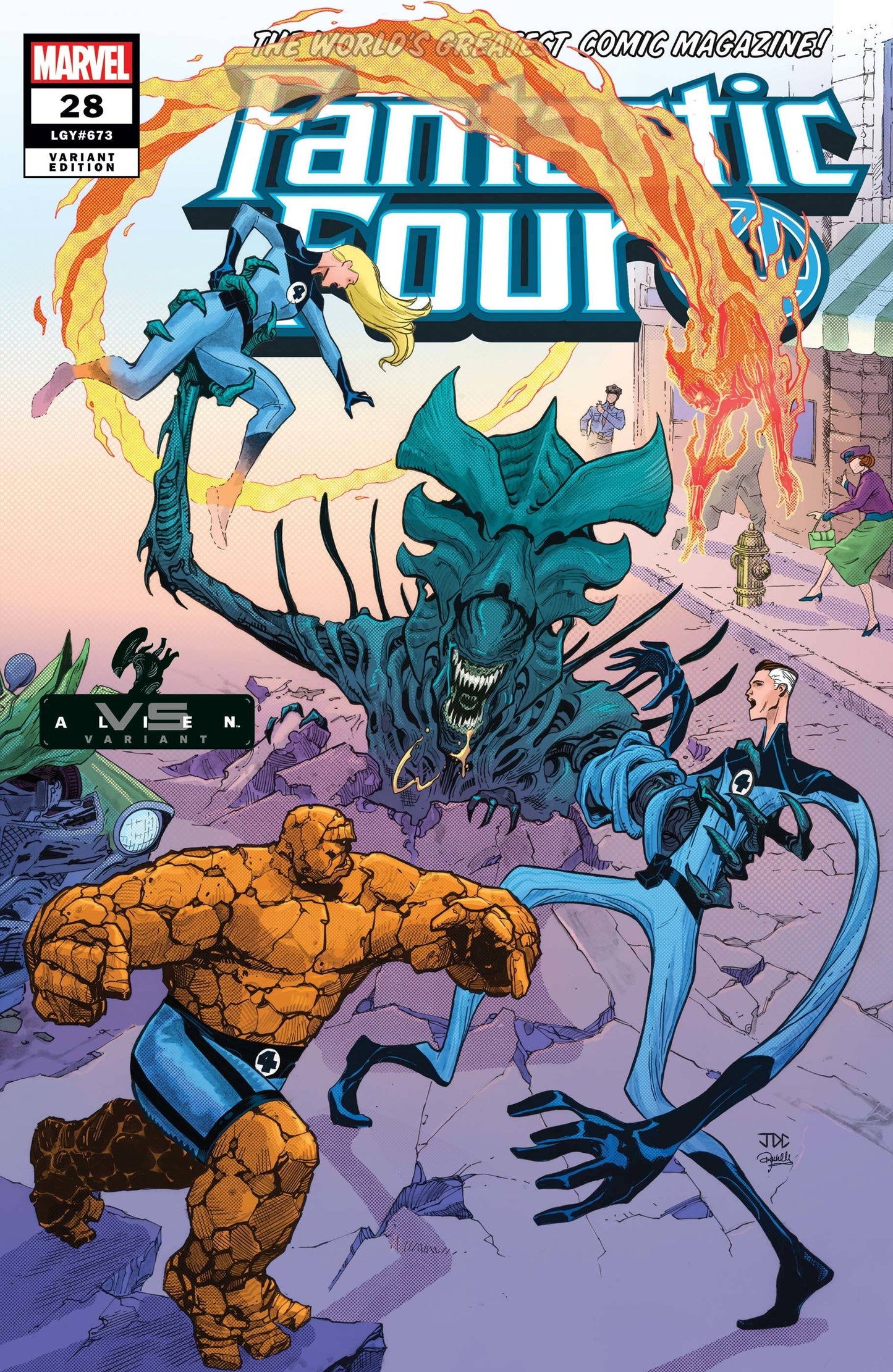 FANTASTIC FOUR #28 CASSARA MARVEL VS ALIEN VAR EMP