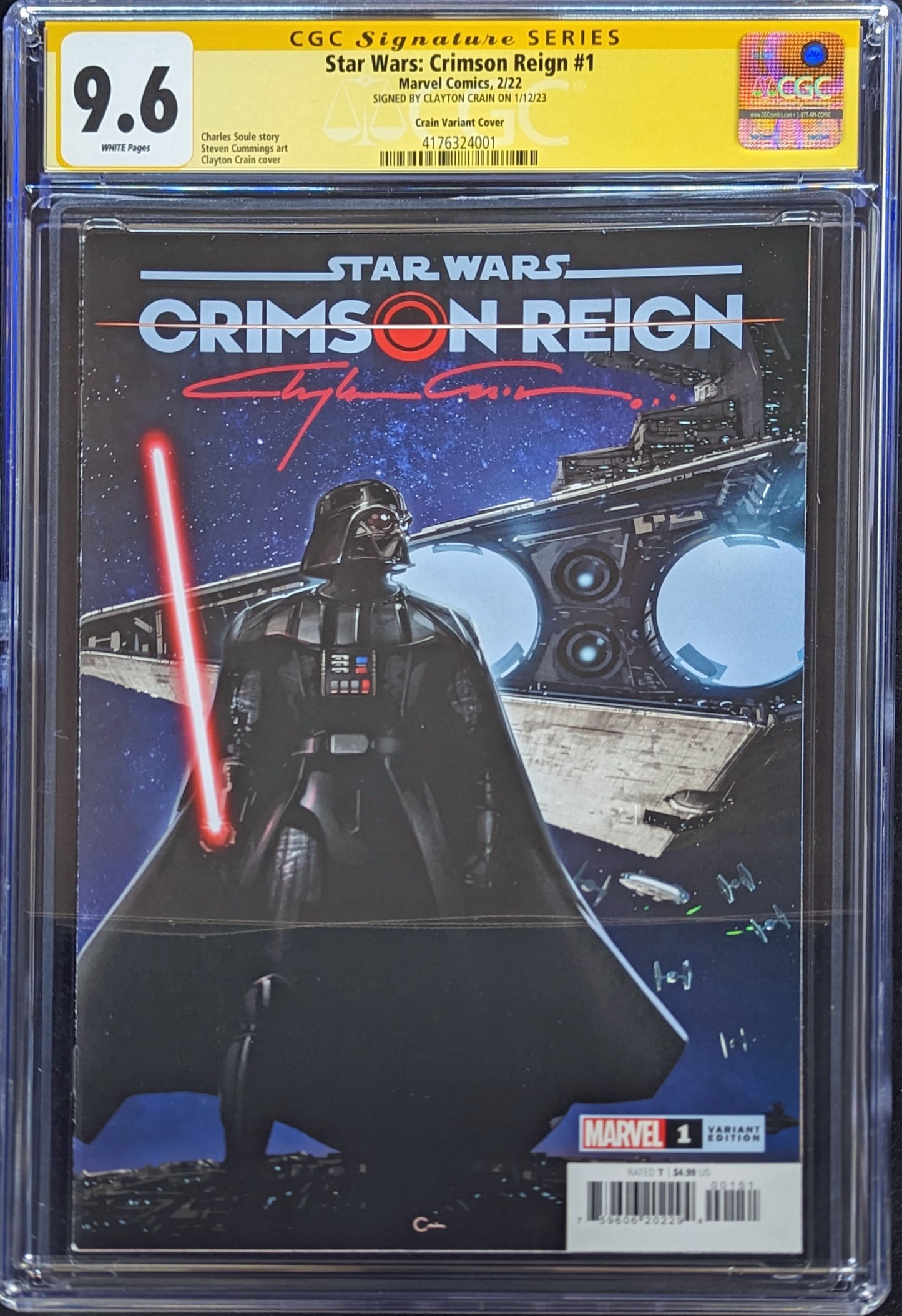 STAR WARS: CRIMSON REIGN #1 CGC 9.6 ENEMIES VARIANT Signed by Clayton Crain