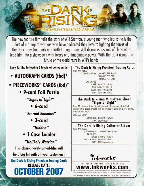The Seeker The Dark is Rising Trading Card Binder with Sell Sheet