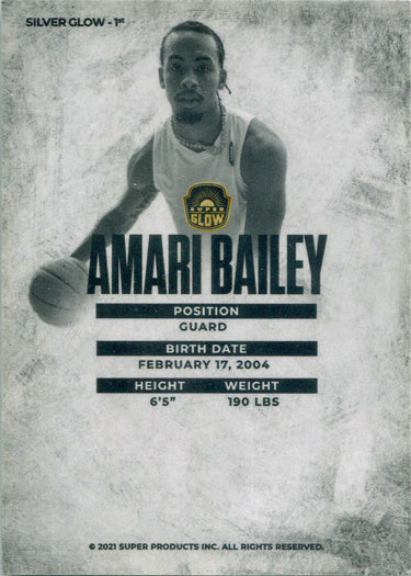 Super Products 2021 Super Glow Multi-Sport Silver Glow Parallel Card Amari Bailey