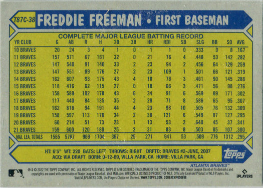 2022 Topps Stadium Club - Freddie Freeman - #291 Chrome Parallel DODGERS