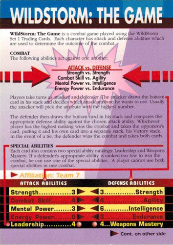 Wildstorm Set 1 Game Rules Instruction Chase Card