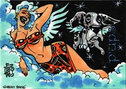 Pups: Pinup Girls & Puppies Sketch Card by Frankie B Washington Breed #21