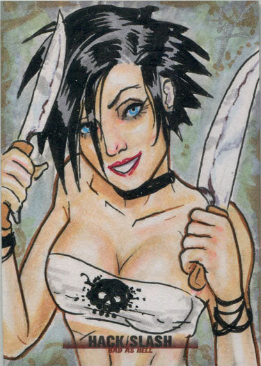 Hack/Slash Bad As Hell 5finity 2019 Sketch Card by Jason Worthington V2
