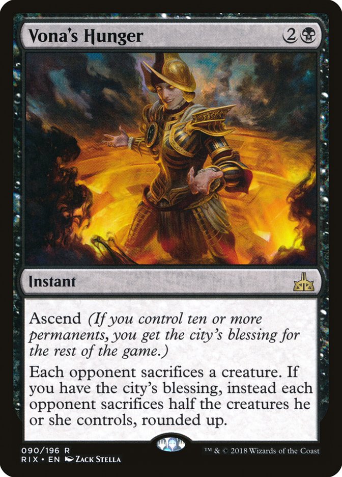 Mtg Trading Card Game Rivals of Ixalan Rare Vona's Hunger #90