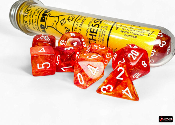 Chessex Lab Dice 7-Die Set - Nebula Molten/White