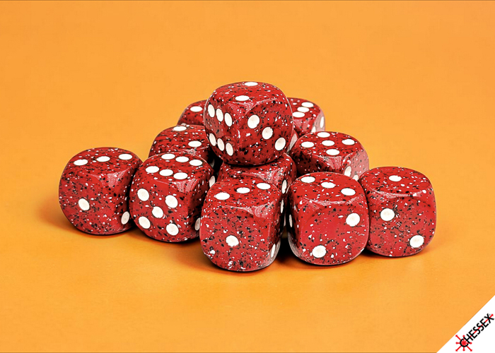 Chessex: Speckled 16mm 12 D6 Dice Block - Lava Stone