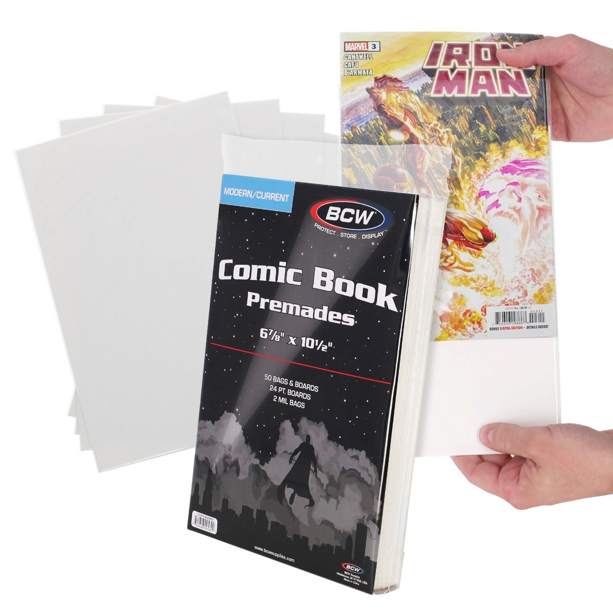 BCW Premade® Resealable Current Comic Bag and Board - 50 Ct Pack