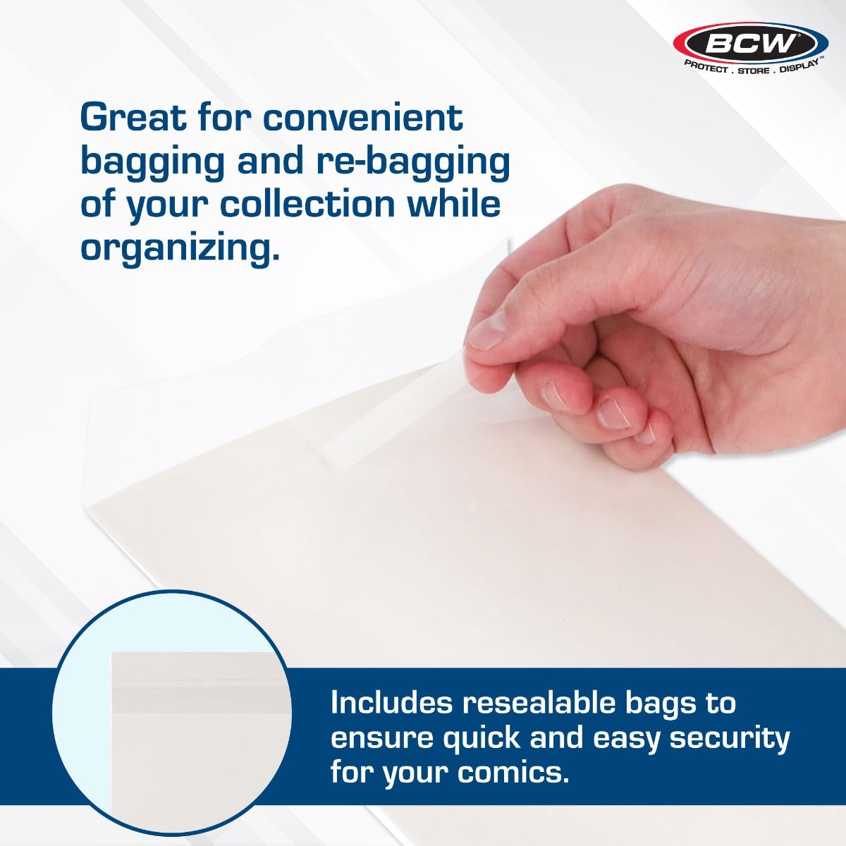 BCW Premade® Resealable Silver Comic Bag and Board - 50 Ct Pack